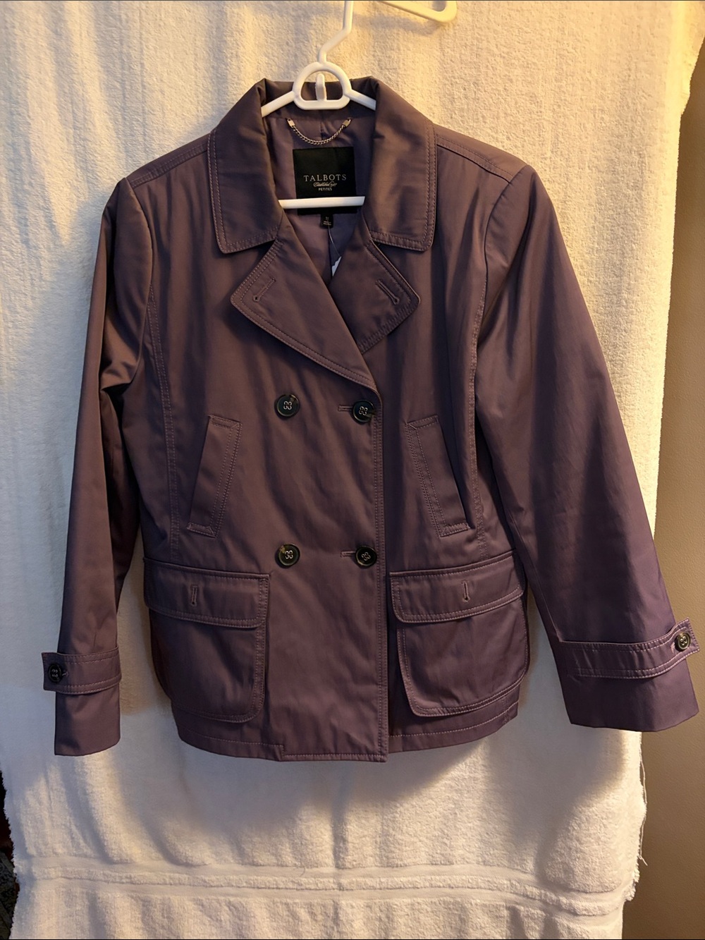 Talbots Purple Double-Breasted Rain Coat